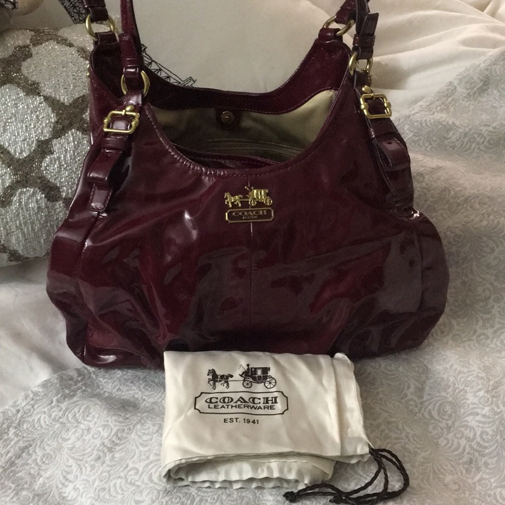 Burgundy / Wine / Orchid Coach Bag, Patent Leather